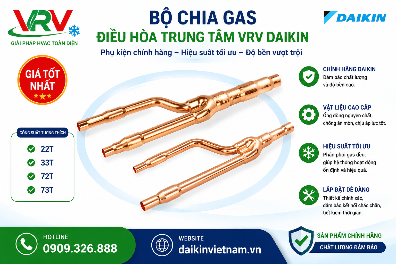 Bộ Chia Gas Điều Hòa Trung Tâm VRV Daikin Chính Hãng – Phụ Kiện Quan Trọng Cho Hệ Thống VRV/VRF